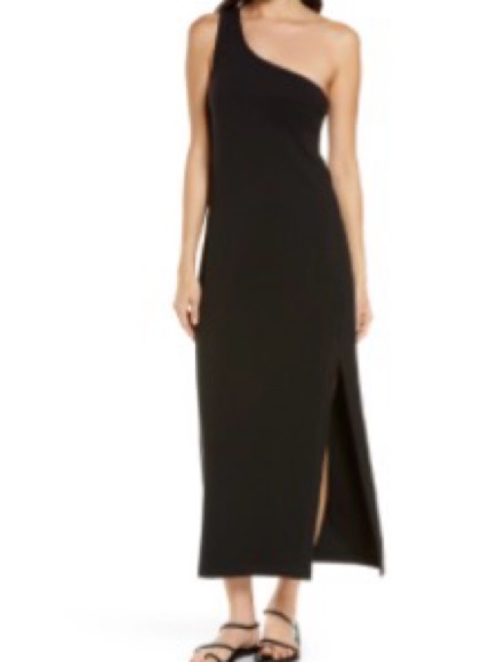 Seafolly Black One-Shoulder Maxi Dress with Side Slit Detail